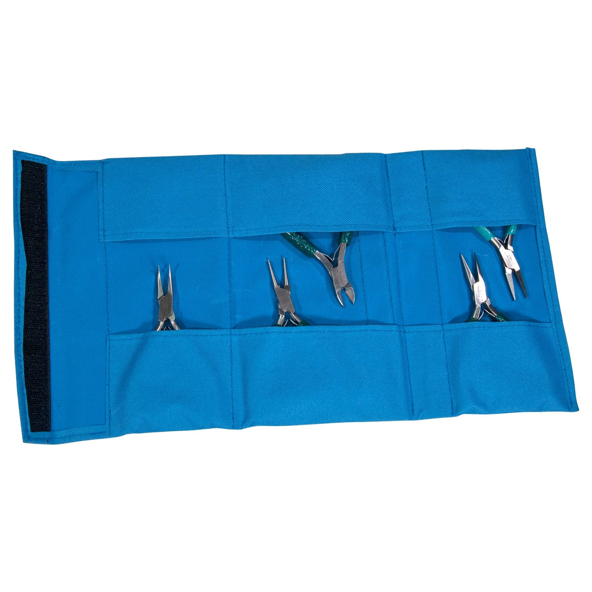 5 Piece Glitter Line stainless steel plier set with blue storage pouch for precision crafting and jewelry making