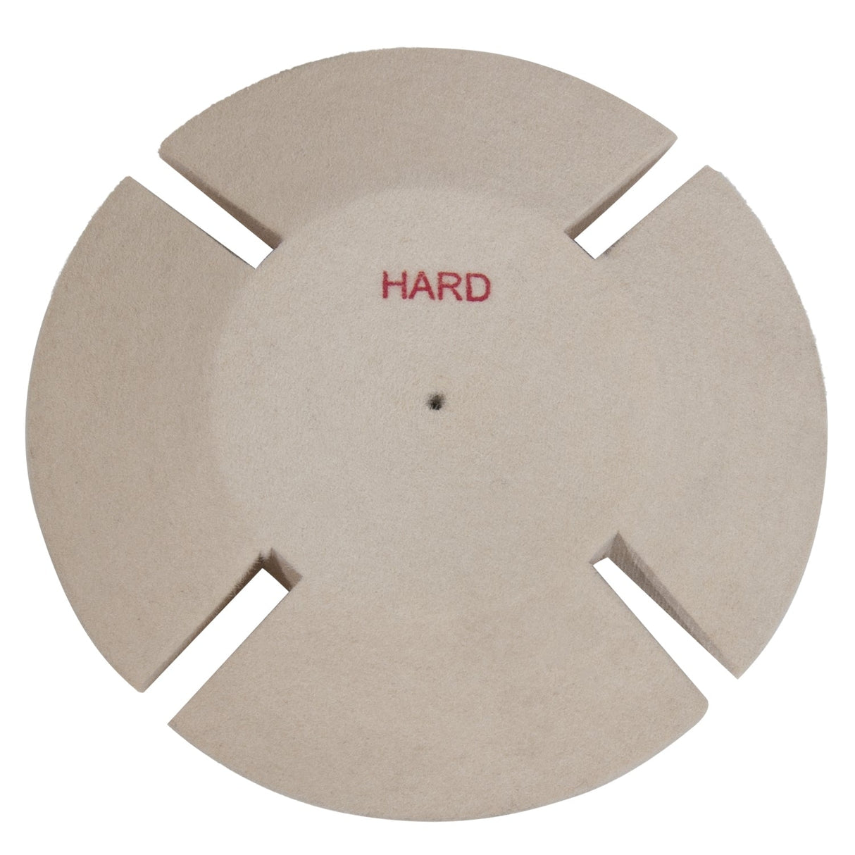 Split Lap Buff Rock Hard 4-inch felt buff with 4 slits and center hole for metal polishing and smoothing