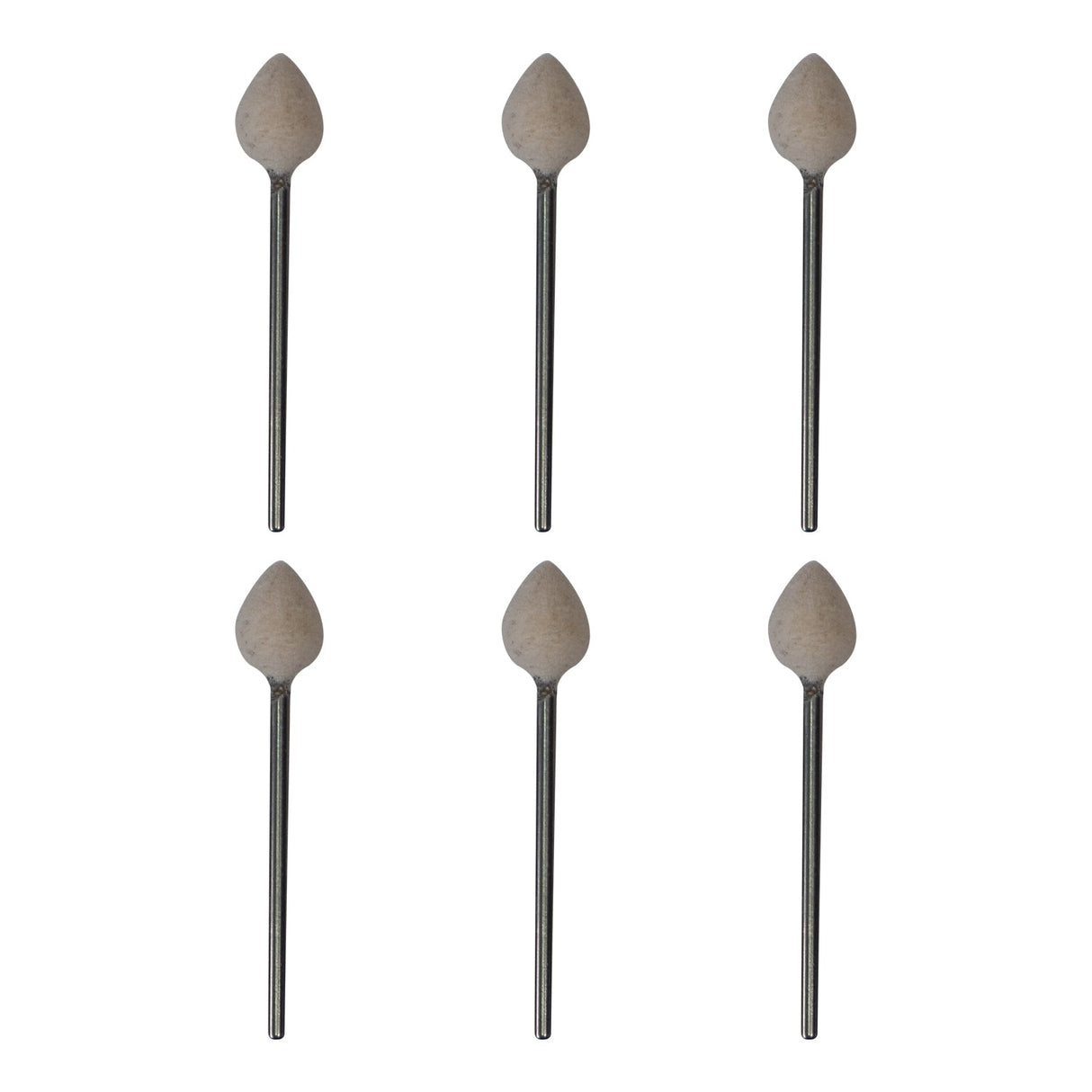 Set of 6 mounted felt buff round taper polishing tools for rotary work