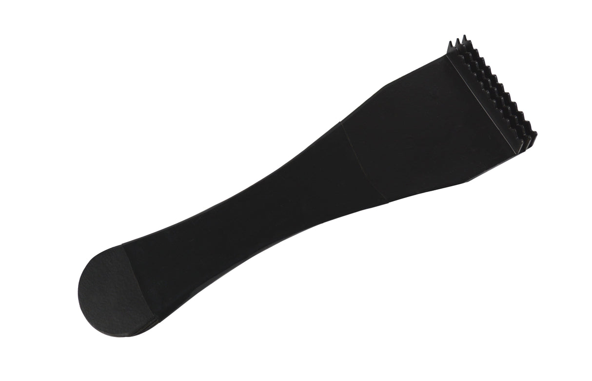 8-1/2 inch black buff rake tool with three rows of teeth for cleaning jewelry polishing buffs