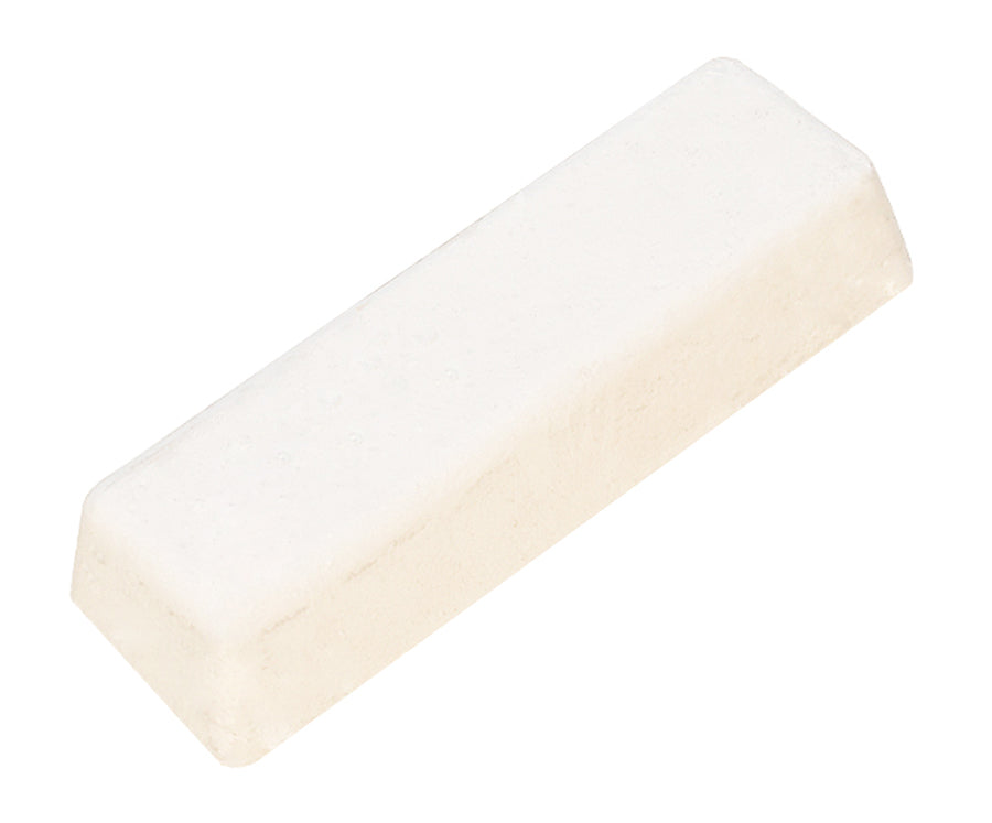 White polishing compound bar for stainless steel, aluminum, and nickel with strong cutting action and mirror finish