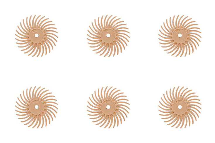 Set of six 3M 6 Micron Peach Radial Discs 3/4 inch for cleaning and polishing metal surfaces