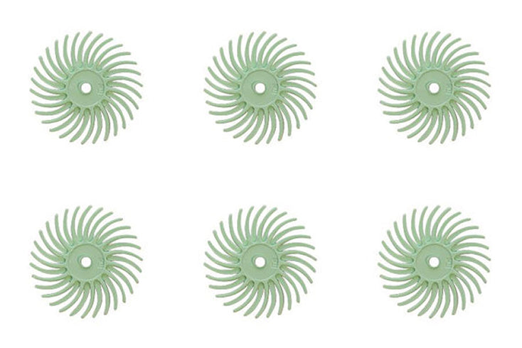 6-piece light green 3M 1 micron radial discs set for fine metal finishing and polishing 3/4 inch