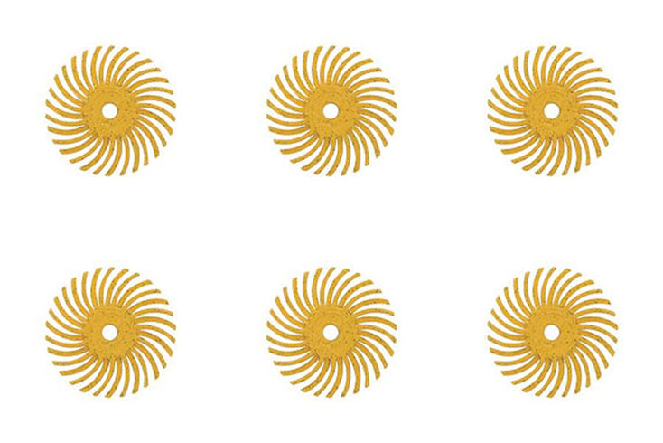 6-piece yellow 3/4 inch 80 grit 3M Micron Radial Discs for metal finishing and cleaning