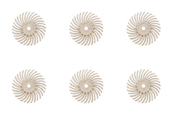 6-piece set of 3M Micron Radial Discs 9/16 inch 120 grit white abrasive finishing discs