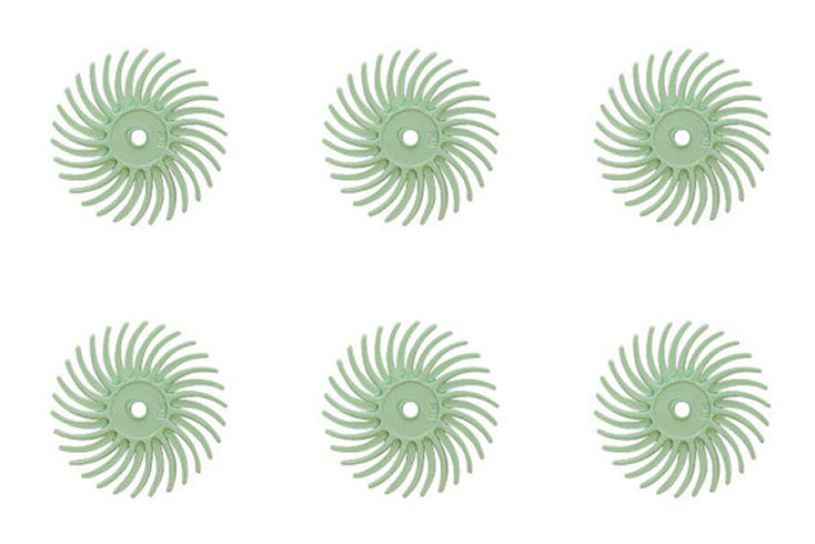 6-piece set of light green 3M 1 micron radial discs 9/16 inch for metal finishing and cleaning