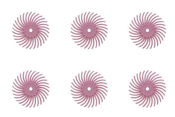 Set of six 3M Micron Radial Discs 9/16 inch pink pumice abrasive wheels