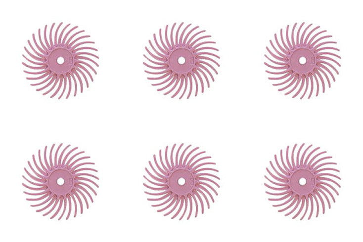 6-piece set of 3/4" pink pumice 3M micron radial discs for detailed metal finishing