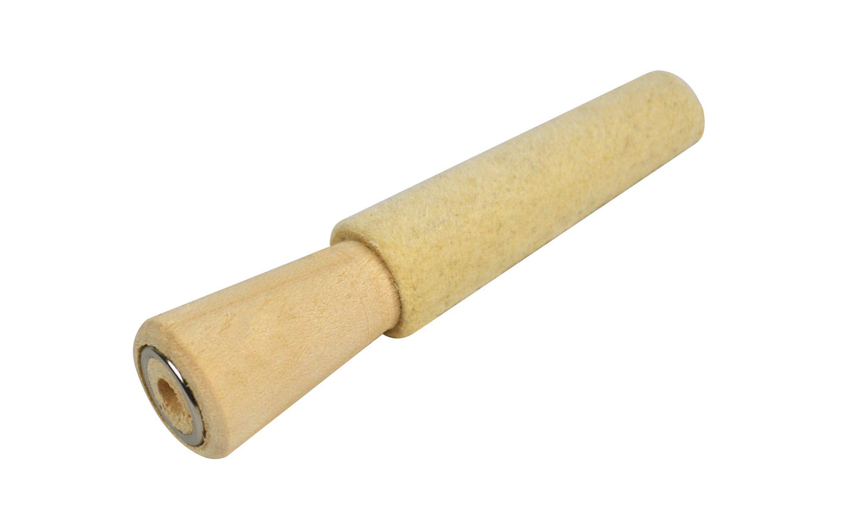 3 inch mounted felt inside of rings polishing buff with wooden spindle and metal ring for internal ring polishing