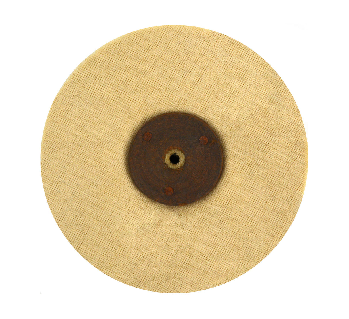 Unbleached Calico Polishing Buff with leather center for jewelry and metals, 4-inch diameter, 50 folds