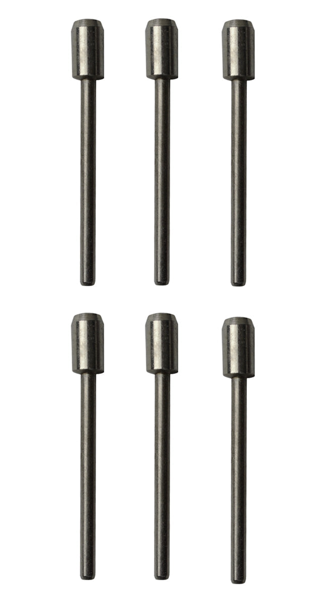 Set of six steel polishing mandrels with 3/32" shanks for rotary tool brushes