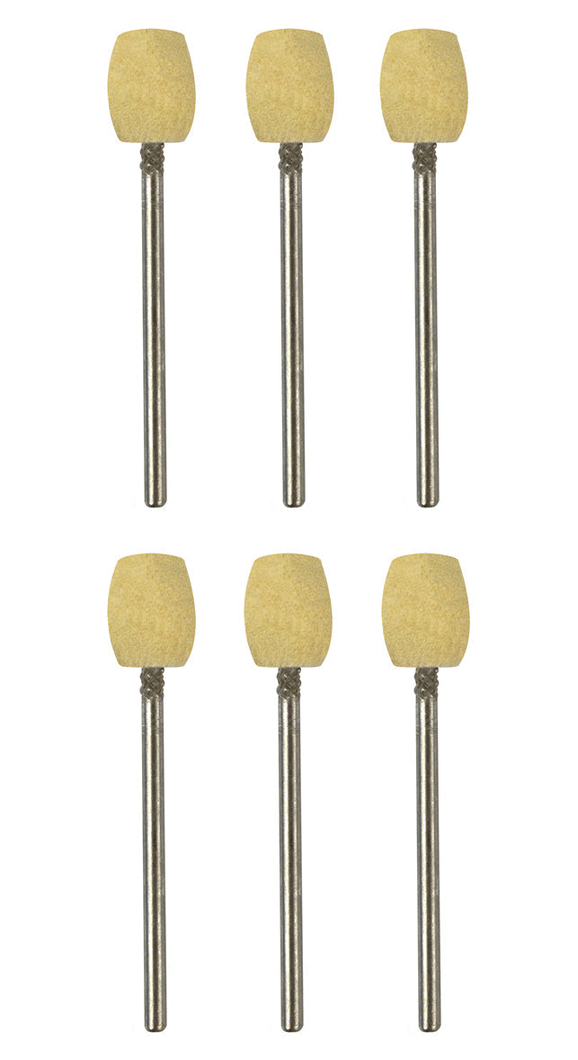 Set of 6 mounted felt buffs on mandrels for polishing and deburring with flex-shafts
