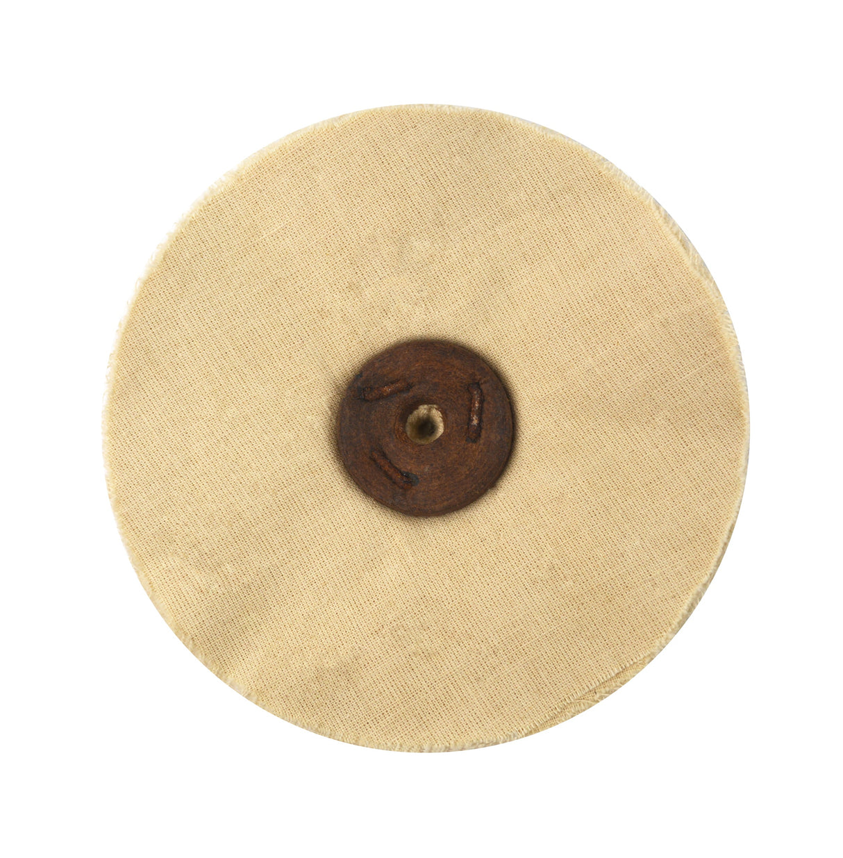 Unbleached polishing calico buff with leather center, 5-inch diameter, 50 folds for jewelry and metal polishing