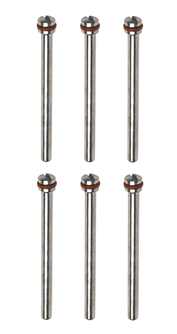 Set of 6 polishing mandrels with reinforced screws, 5mm heads, and 1/8 inch shanks for flex shaft machines