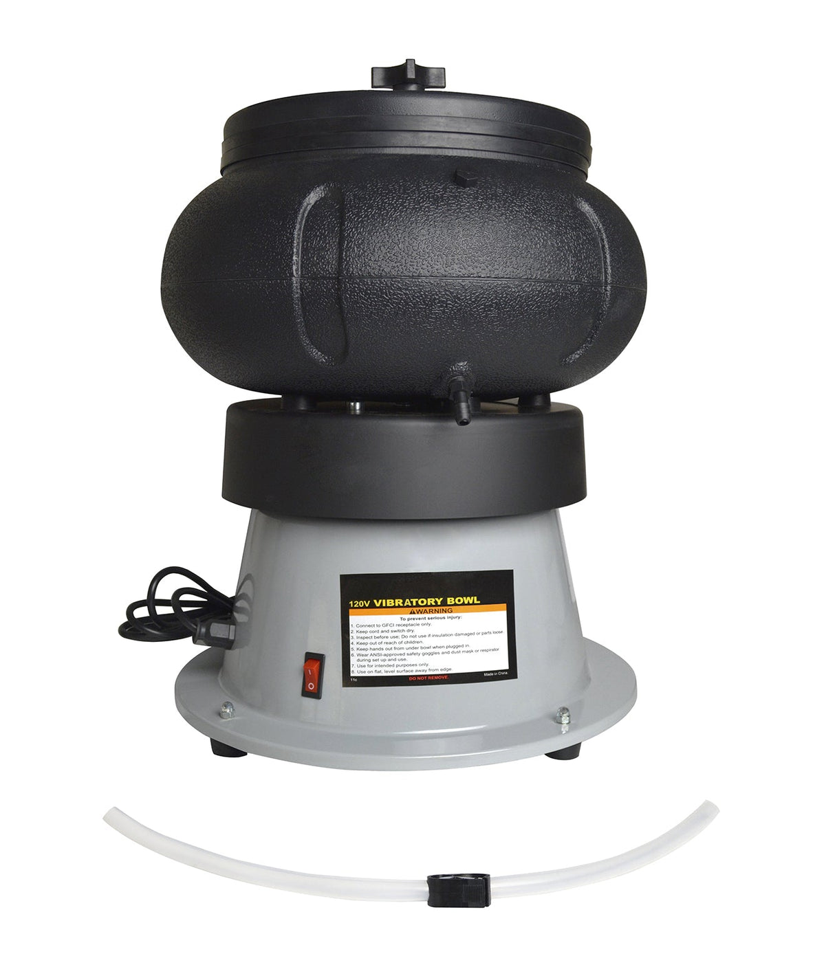 Heavy-Duty Vibratory Tumbler 110V with 18 lb capacity and liquid drain hose