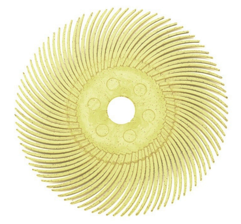 Yellow 3M Micron Radial Disc 3 inch 80 grit abrasive surface conditioning tool