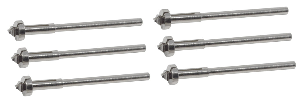 6 pack snap-on mandrel set with 3/32" shanks for brass center discs