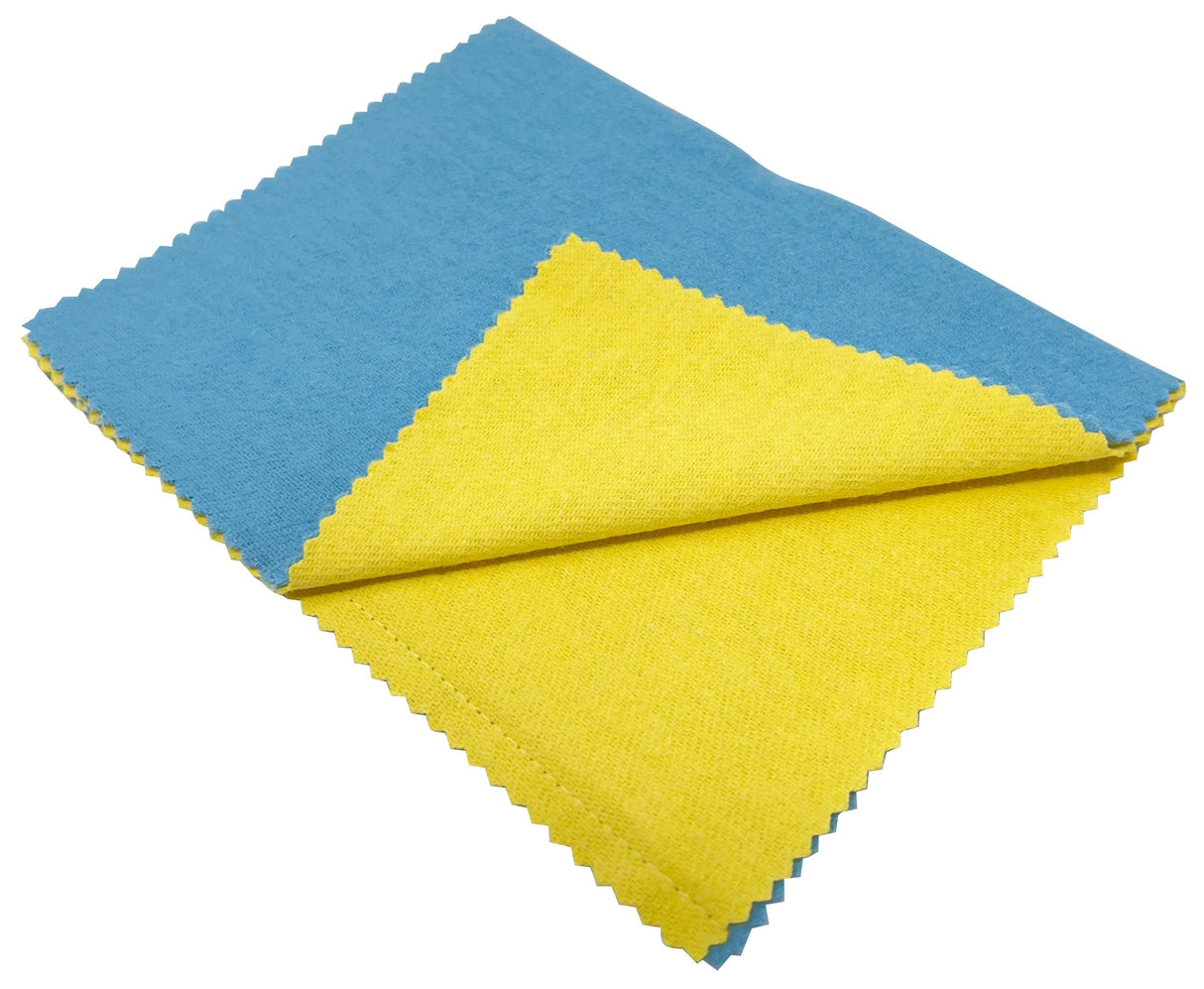 Double Brilliant Cloth blue and yellow tarnish-removing jewelry cleaning cloth 7.5 by 12 inches
