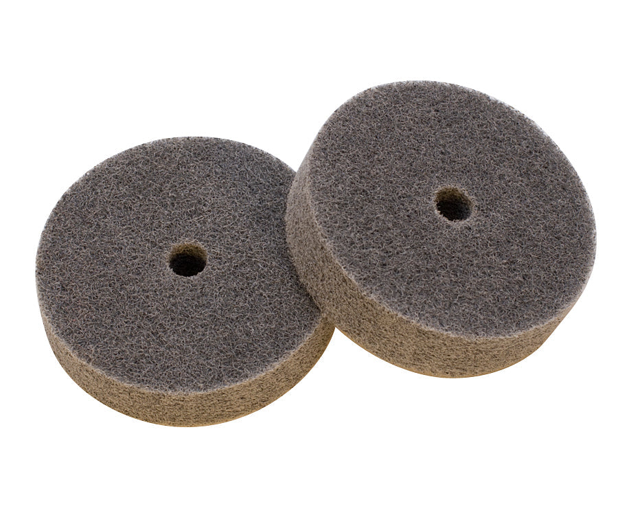Pair of 2-7/8" medium-grit replacement buffs for spindle polishers with 1/4" center hole