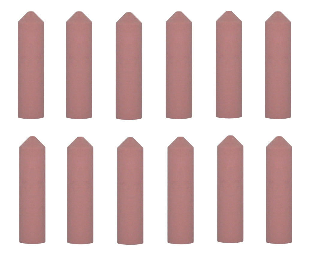Pack of 12 unmounted extra fine pink silicon polishers for metal finishing and polishing