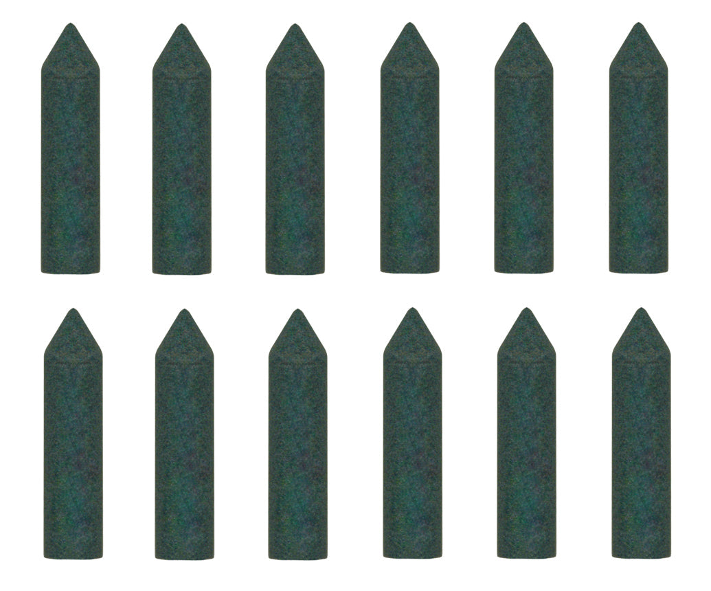 Set of 12 green medium grit gold polishers unmounted for jewelry finishing