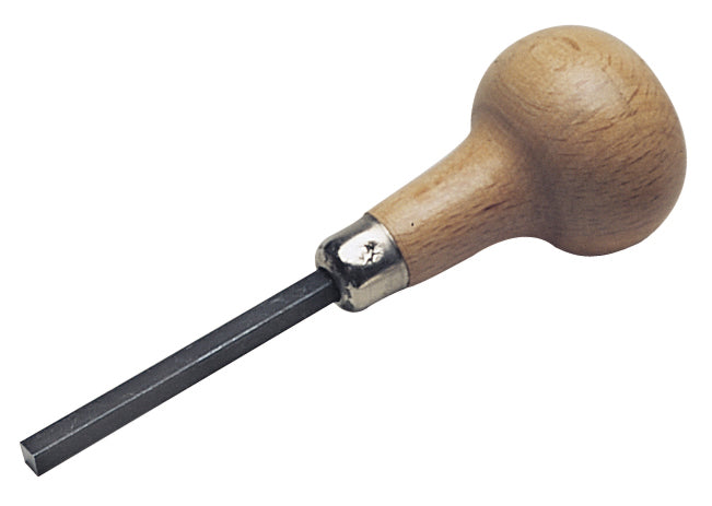 4" prong bending pusher with polished steel tip and wooden handle for jewelry making