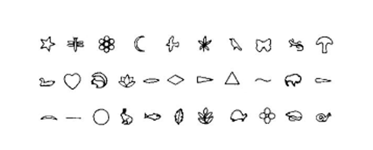 32 Piece contemporary stamp set with diverse shapes for jewelry and metal crafting designs