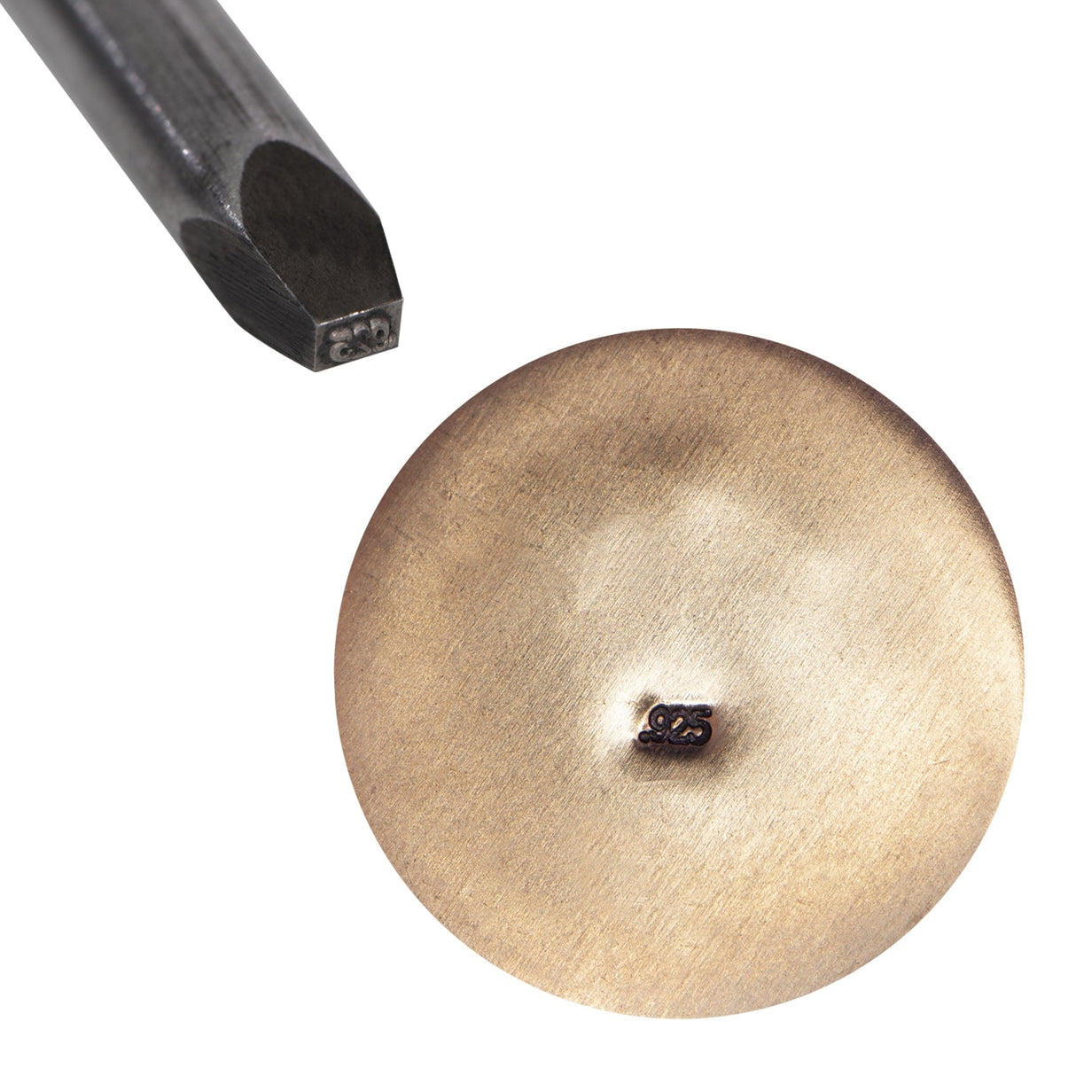 925 1 MM Straight Stamp tool and clear 925 impression on metal surface