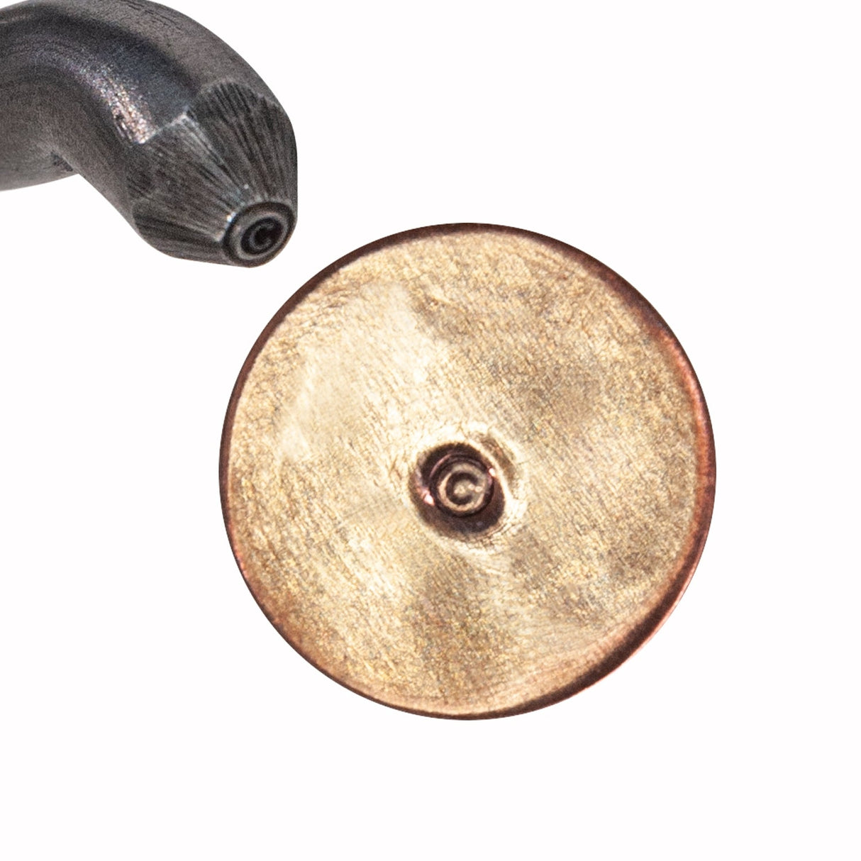 3/4 MM Copyright Symbol bent stamp tool for precise metal marking on curved surfaces