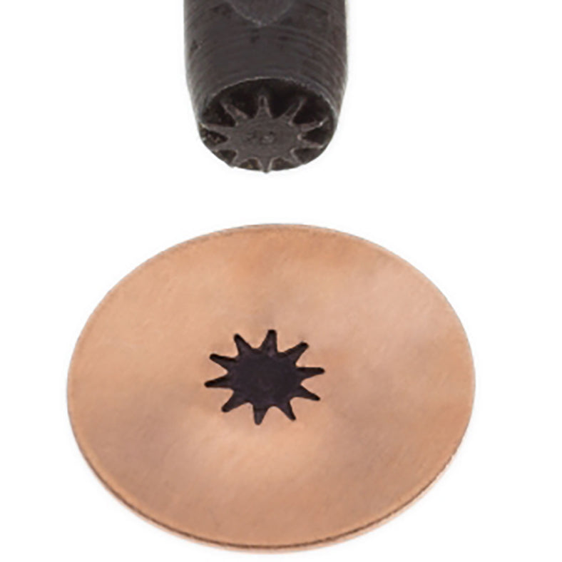 5 mm Solid S-Flower 1 Elite Design Stamp made of black-coated carbon hardened steel with laser-engraved flower pattern for precise metal and leather marking