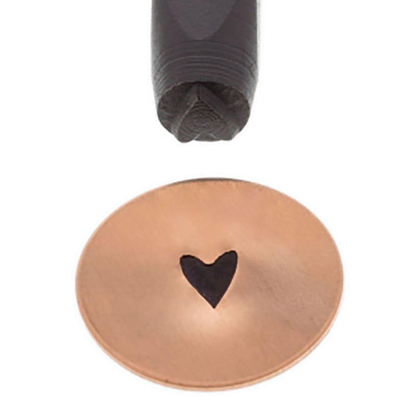 5 mm Solid S-Skinny Heart Elite Design Stamp with black-coated carbon steel and engraved heart pattern