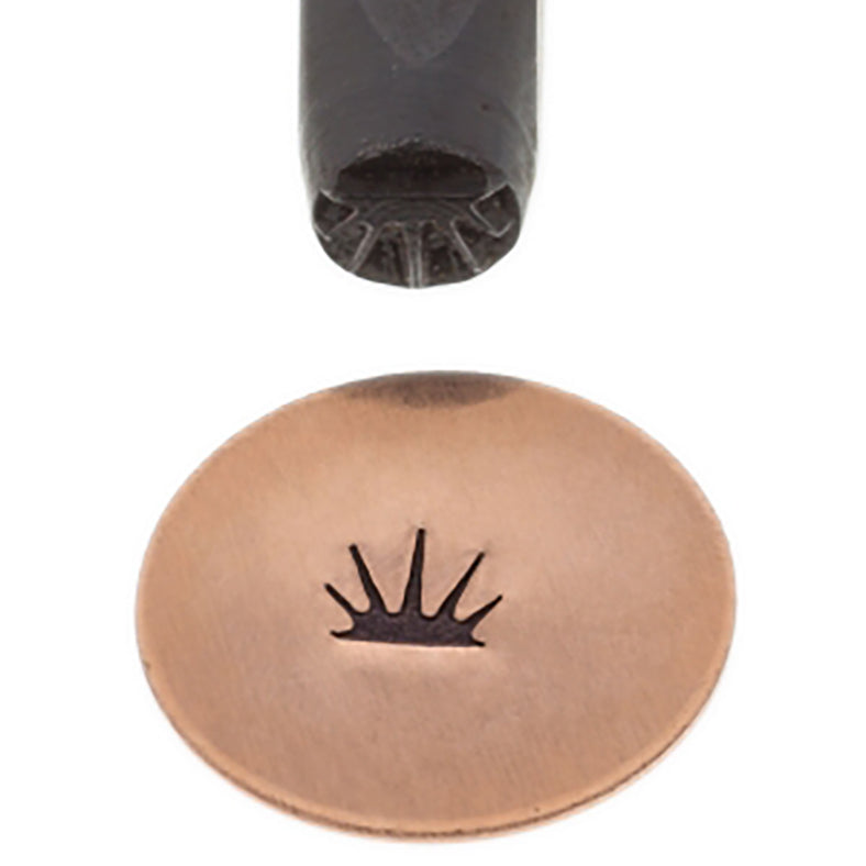 5 mm solid S-Burst elite design stamp with laser-engraved burst pattern on metal plate