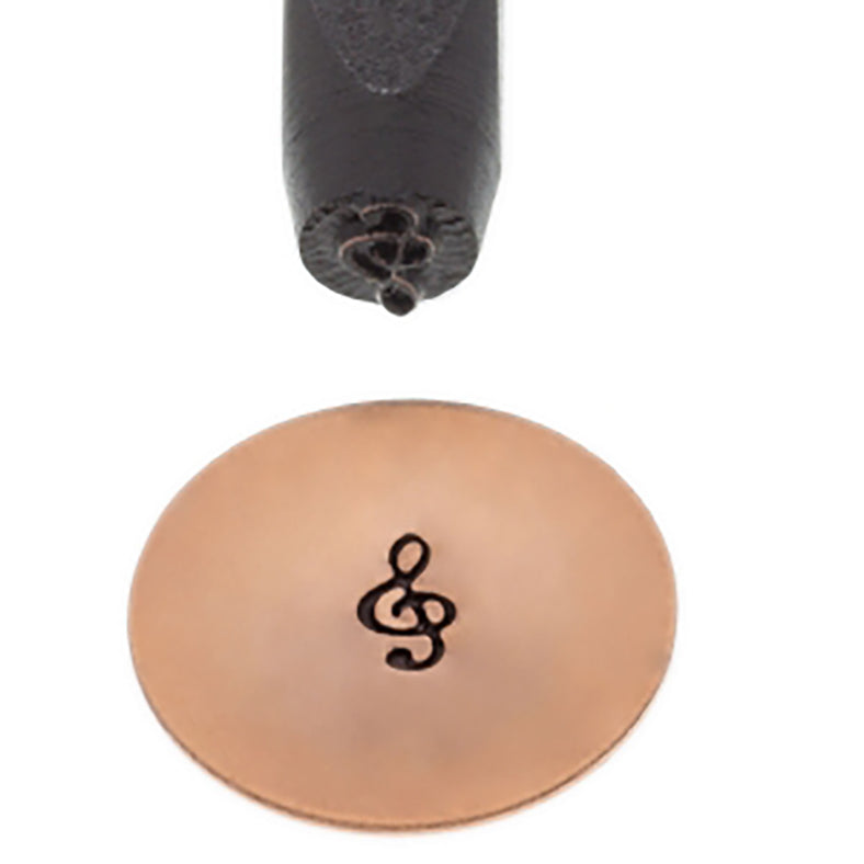 5 mm treble clef symbol stamp on leather with black-coated steel handle