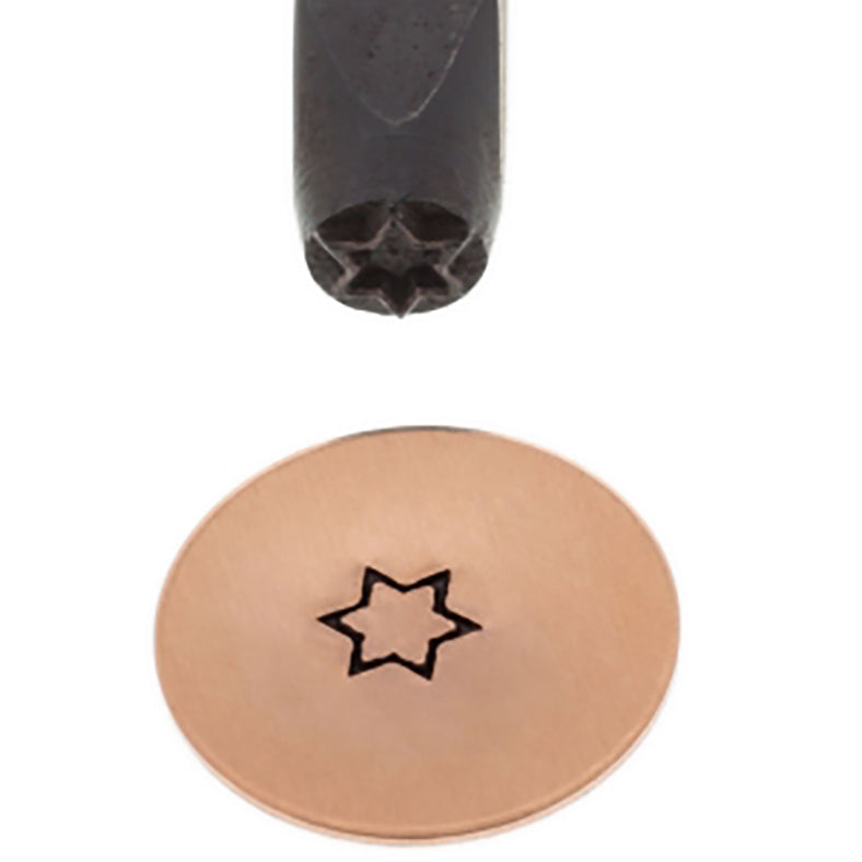 5 mm hexagonal star elite design stamp tool with precise star impression on metal surface