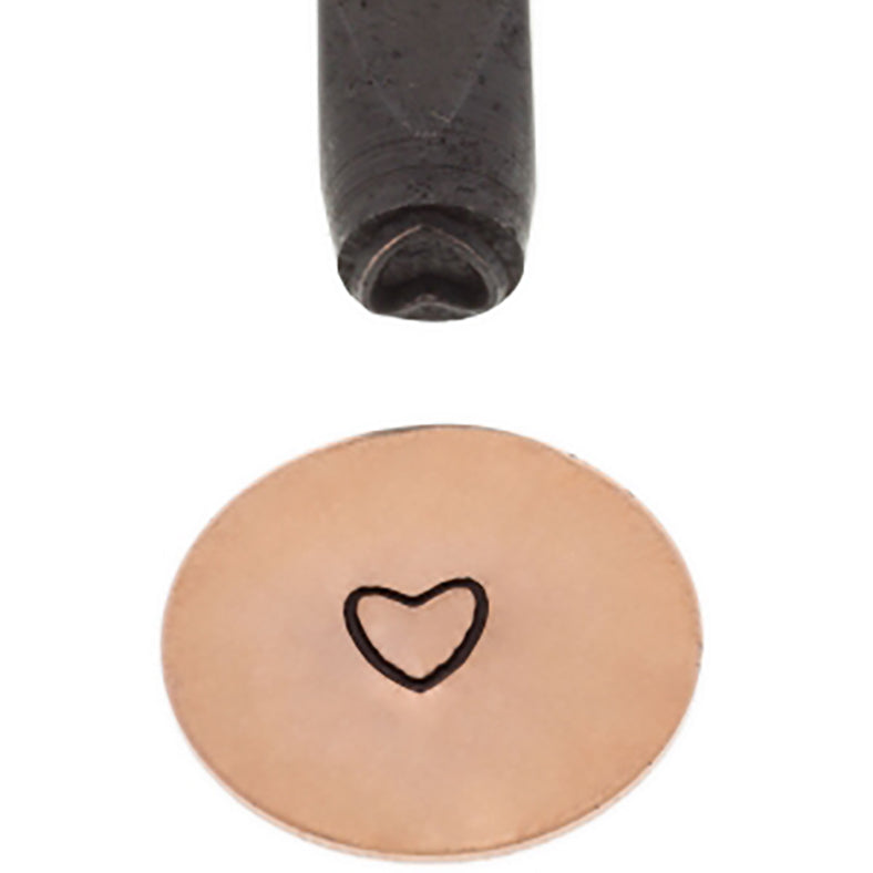 5 mm heart design stamp on black-coated carbon steel with ergonomic grip
