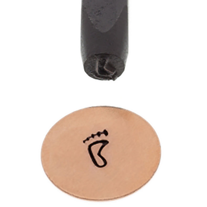 5 MM Left Footprint Elite Design Stamp on metal with ergonomic grip and laser-engraved carbon steel head