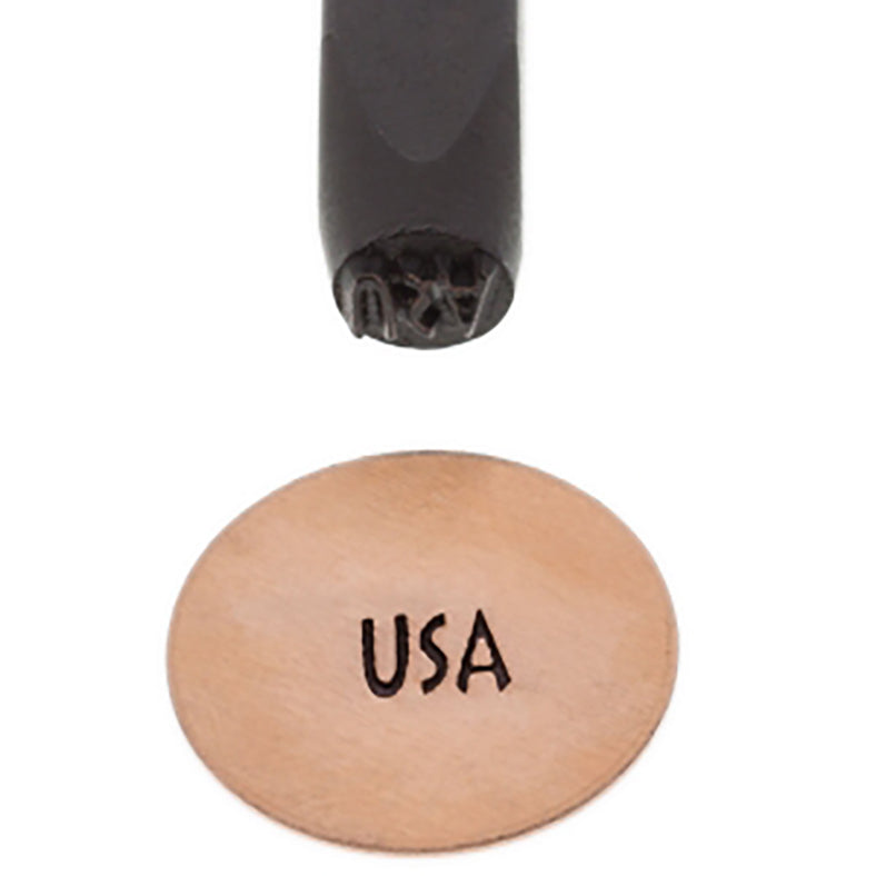 5 mm U.S.A Elite Design Stamp with black-coated carbon steel and ergonomic grip stamping USA on metal surface