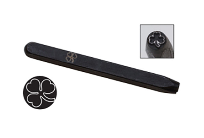 5 mm Shamrock Elite Design Stamp black-coated steel with laser-engraved shamrock on square shaft