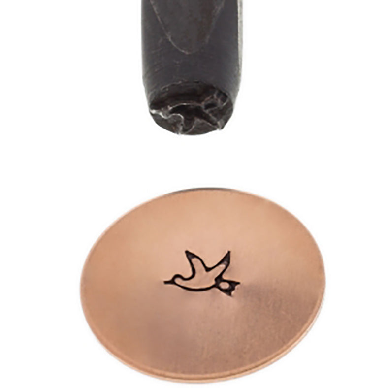5 MM Dove Bird metal stamp engraving a dove design on copper surface