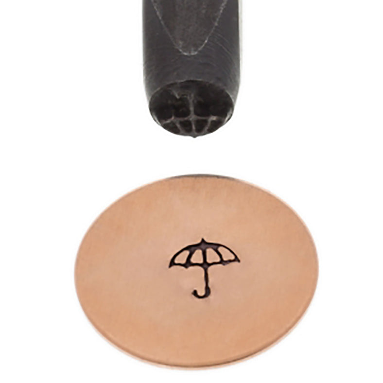 5 MM Umbrella Elite Design Stamp with umbrella imprint on metal disc and black-coated steel construction