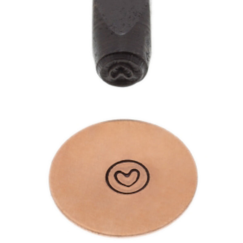 5 mm Heart in Circle Elite Design Stamp on leather with black-coated carbon steel stamp tool