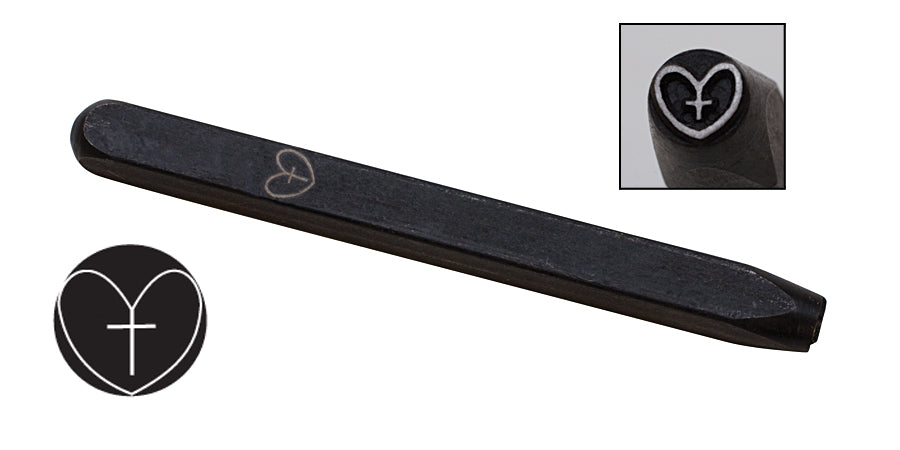 5 MM Heart with Cross Elite Design Stamp by PMC Supplies