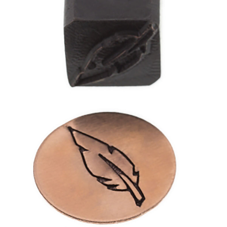 10 MM Feather Elite Jumbo Design Stamp with laser-engraved feather symbol on hardened steel for precise impressions