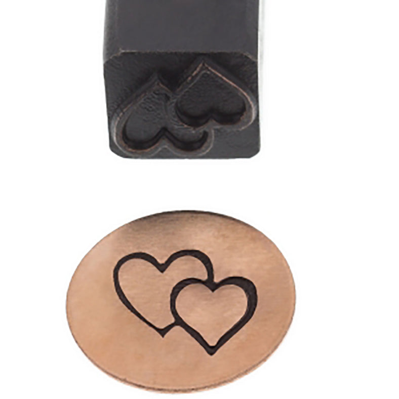 10 MM Double Heart Elite Jumbo Design Stamp with hardened steel and knurled grip for precise heart impressions
