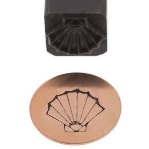 10 mm nautical seashell design stamp with hardened steel and knurled grip for crafting and stamping projects