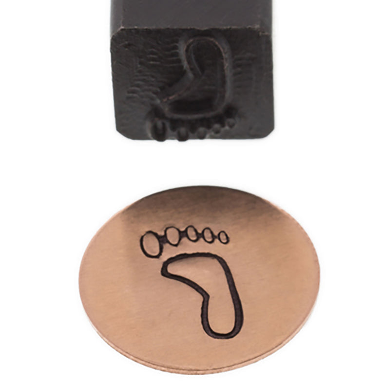 10 MM Right Footprint Elite Jumbo Steel Stamp with knurled grip and laser-engraved design for precise impressions