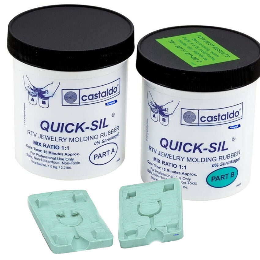 Castaldo QuickSil RTV jewelry molding rubber two-part silicone with fast 15-minute cure and 0% shrinkage