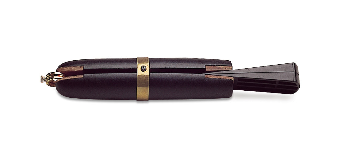 6-inch black nylon ring clamp with leather-lined jaws and brass band for jewelry holding