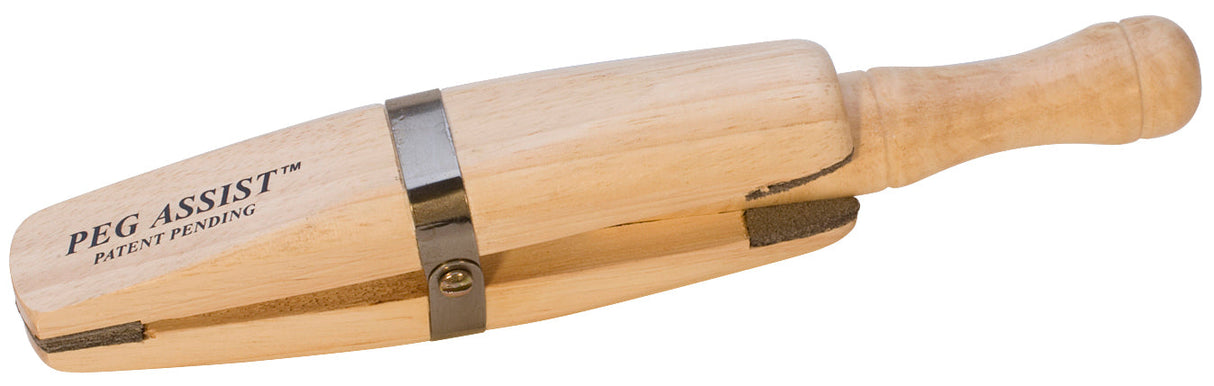 Jay Whaley 6" Peg Assist Ring Clamp wooden tool with leather-lined jaws and extra-long peg for secure ring holding