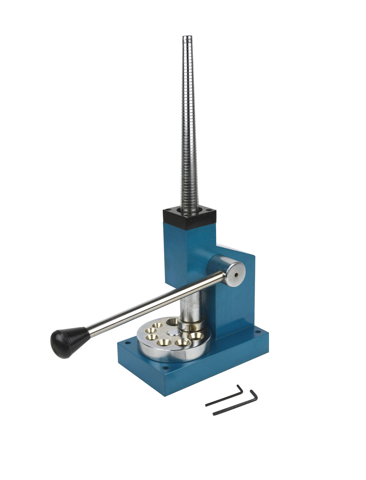 4-Spline Deluxe Ring Sizer Stretcher tool with blue base and handle for resizing rings sizes 1-15